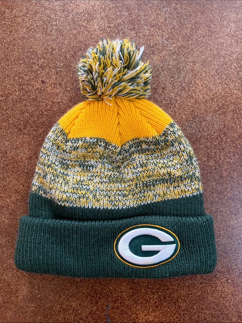 NFL Greenbay Packers Green & Gold Pom Beanie with Team Patch